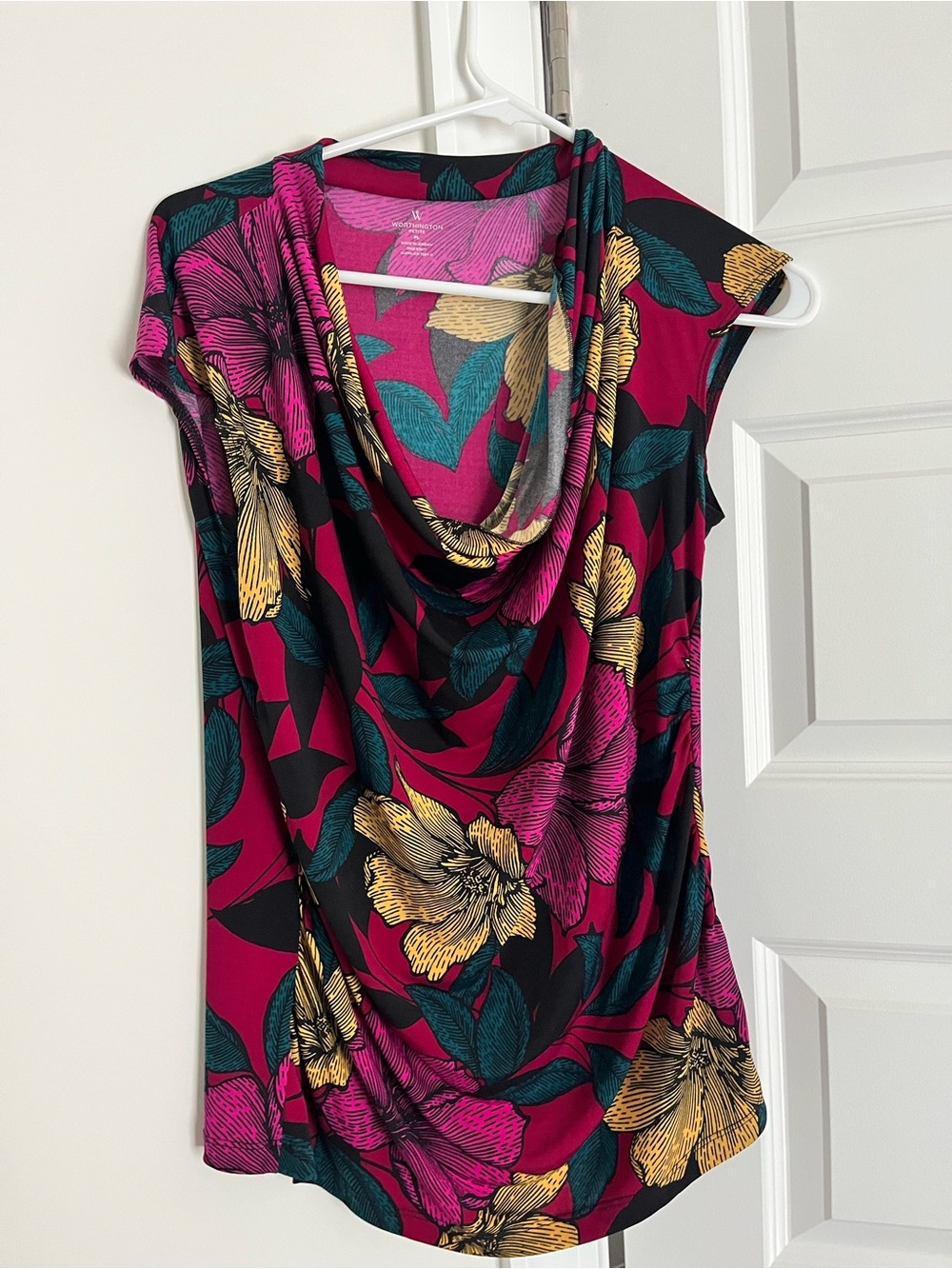 Floral Flowy Top - Fuchsia, Teal, Gold, Black
